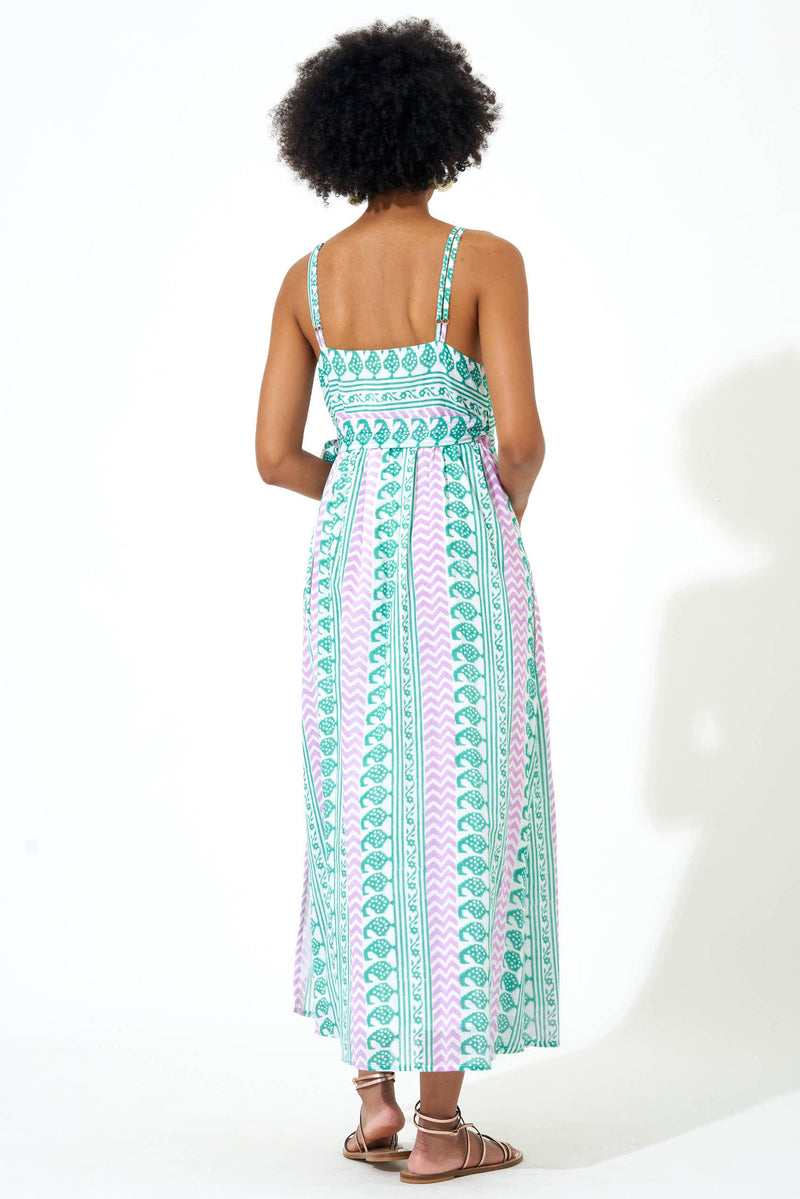 Sleeveless Wrap Dress- Babylon Green