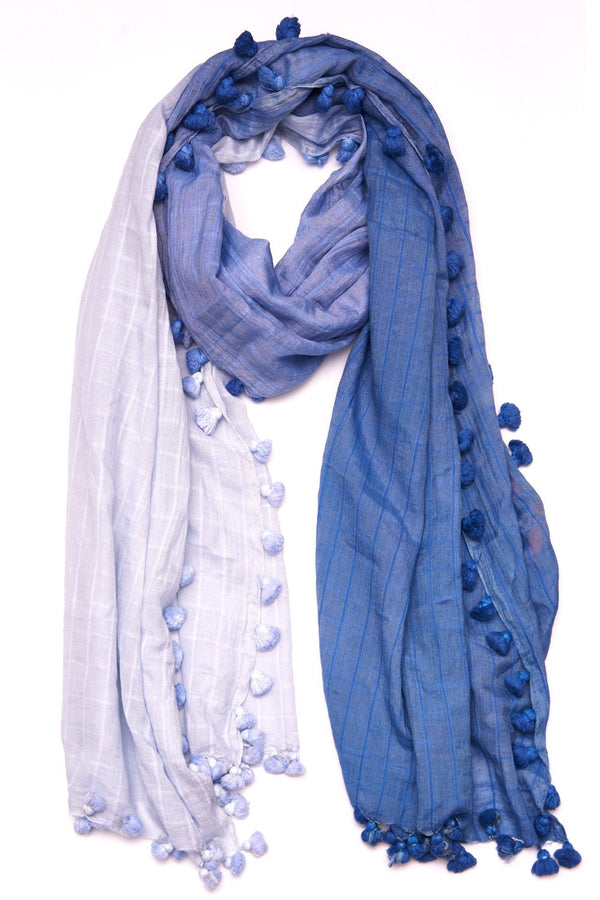 Blue Ombre Tassel Scarf