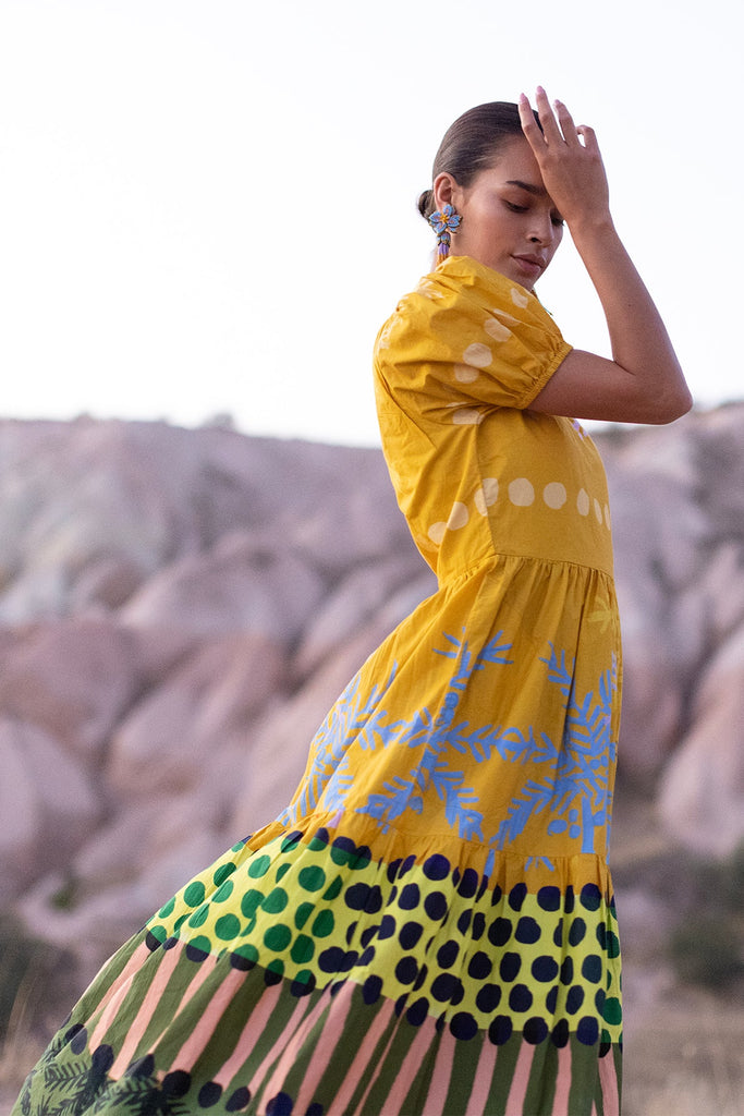 Yellow one store shoulder maxi dress
