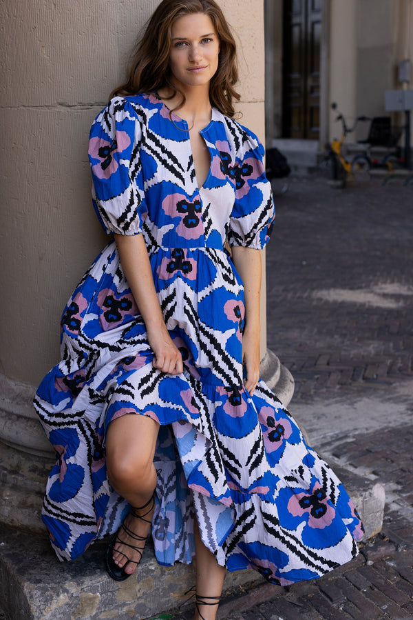Puff Sleeve Maxi- Patola Cobalt