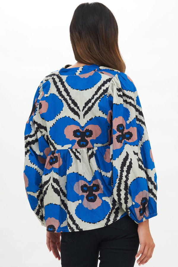Mandarin Balloon Top- Patola Cobalt