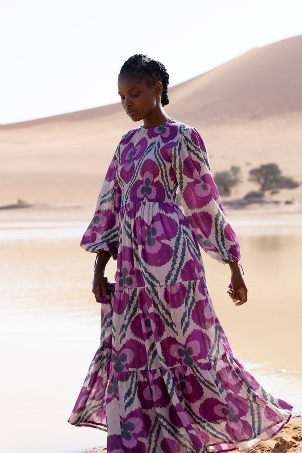 Smocked Top Maxi- Patola Purple