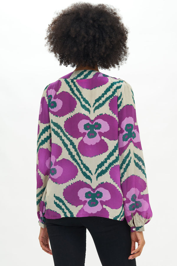 V-Neck Blouse- Patola Purple
