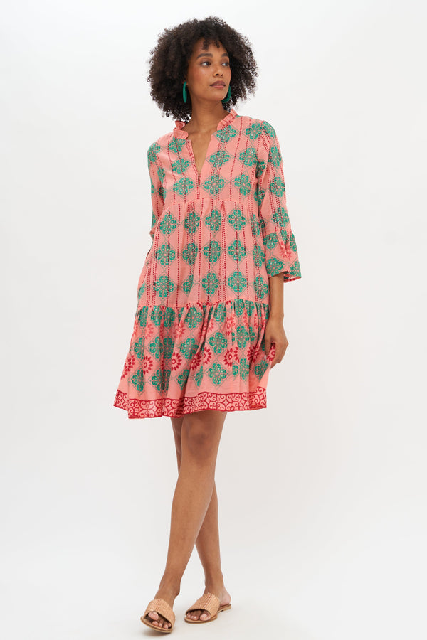 Bell Sleeve Tiered Mini- Phoenix Rose