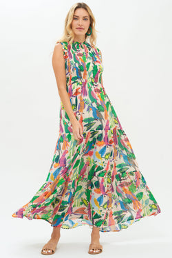 Sleeveless Smocked Maxi- Polly Green