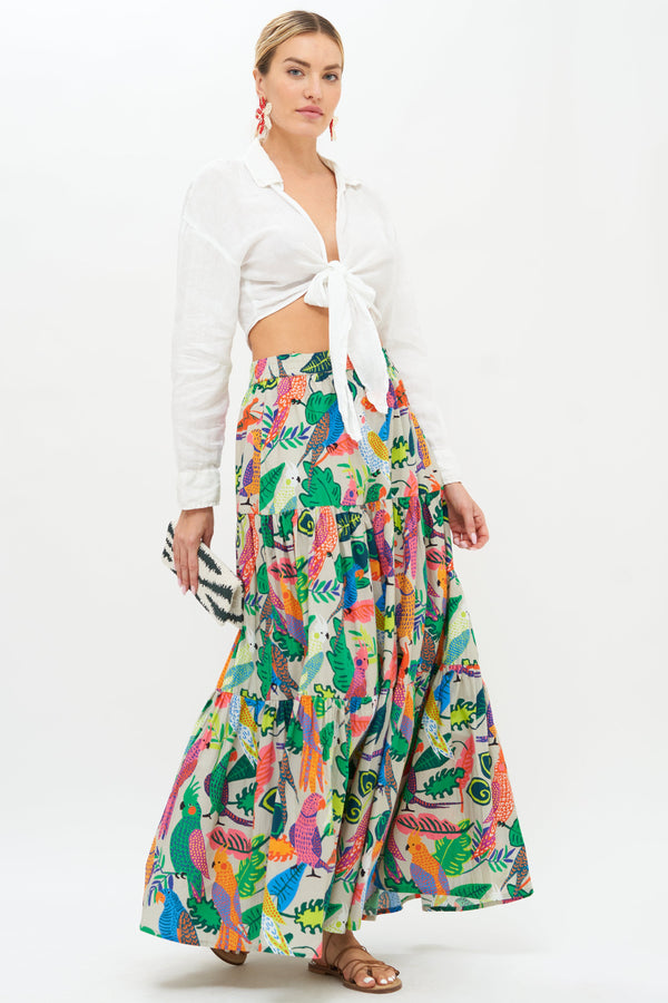 Tiered Maxi Skirt- Polly Green