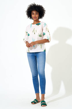 Puff Blouse- Frond Green