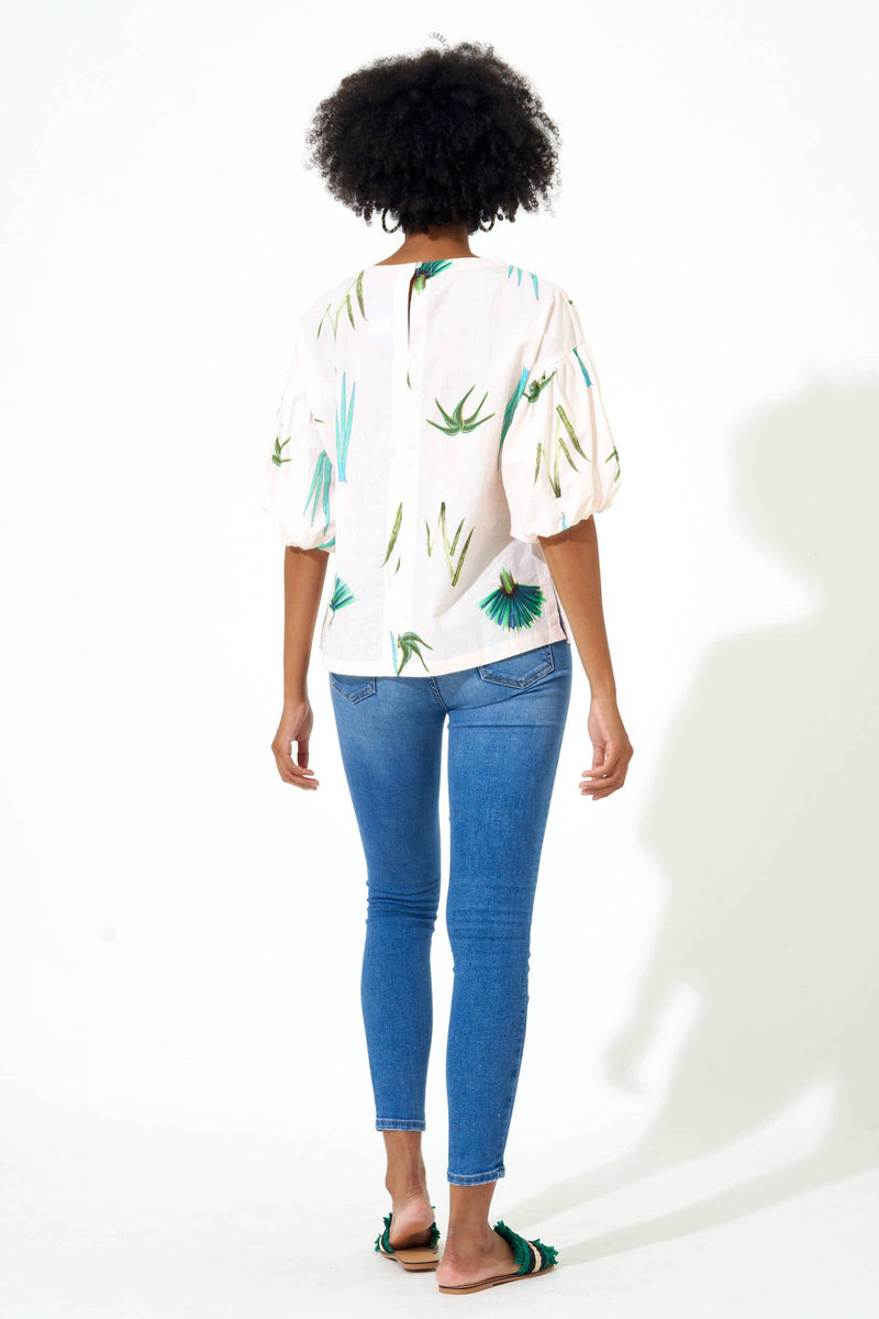 Puff Blouse- Frond Green