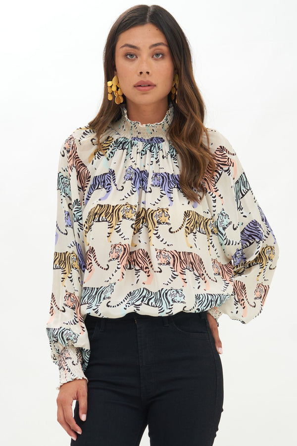 High Neck Blouse- Raj Grey