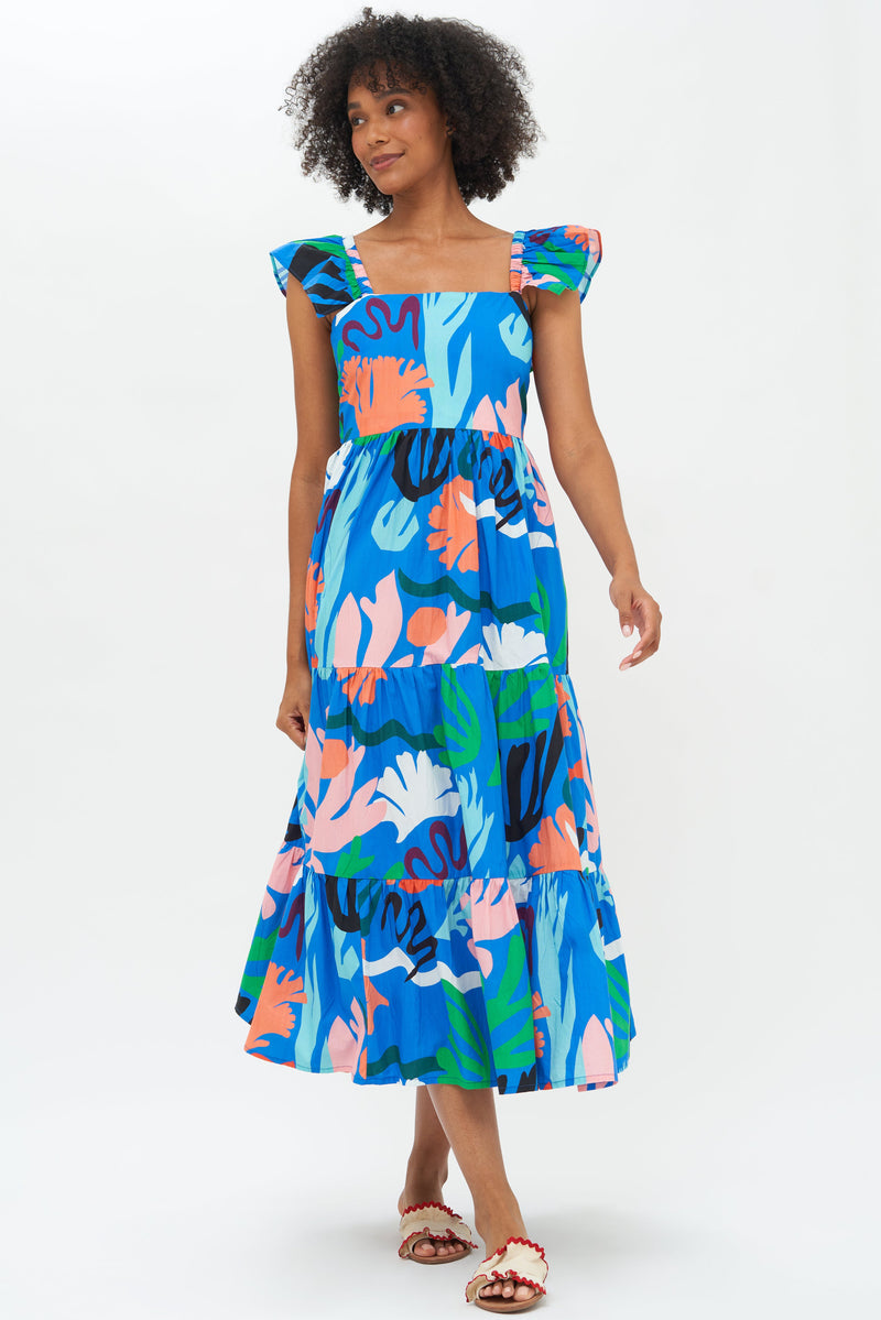 Flirty Tie Back Maxi- Reef Blue