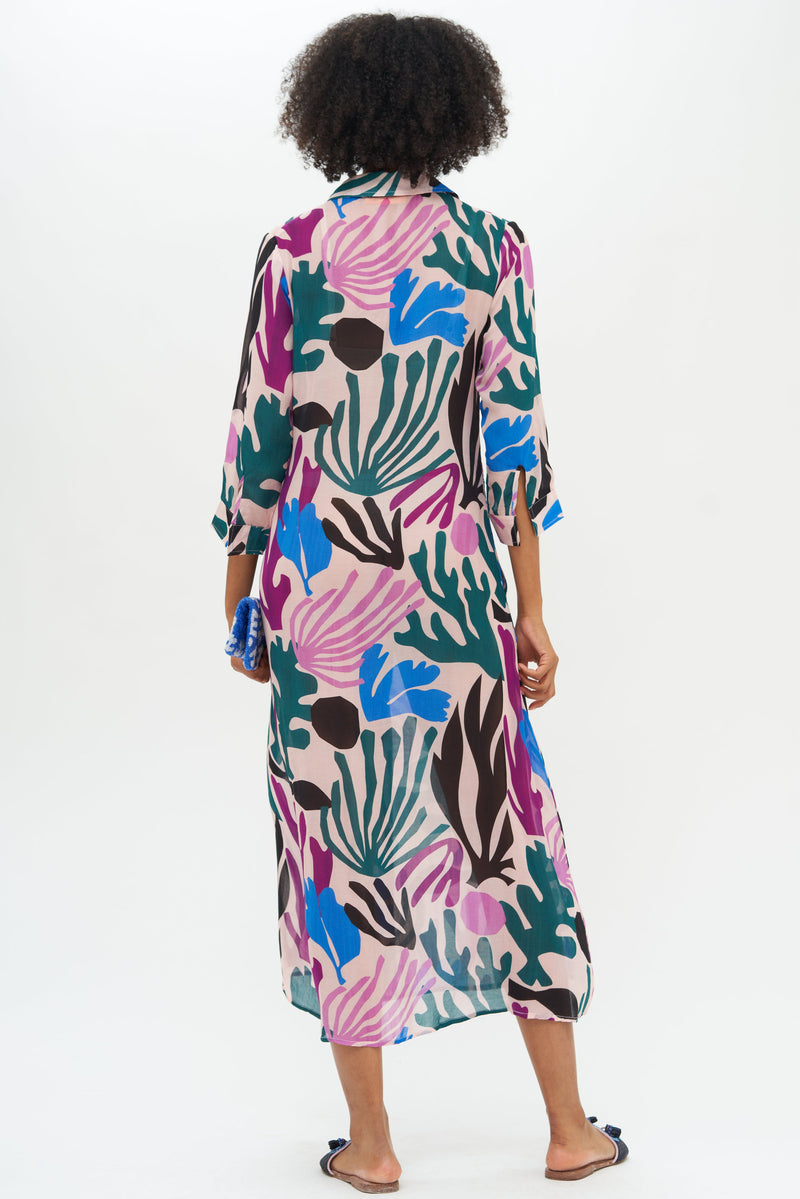 Shirt Dress Midi- Reef Magenta