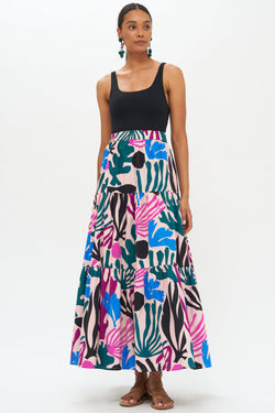 Tiered Maxi Skirt- Reef Magenta