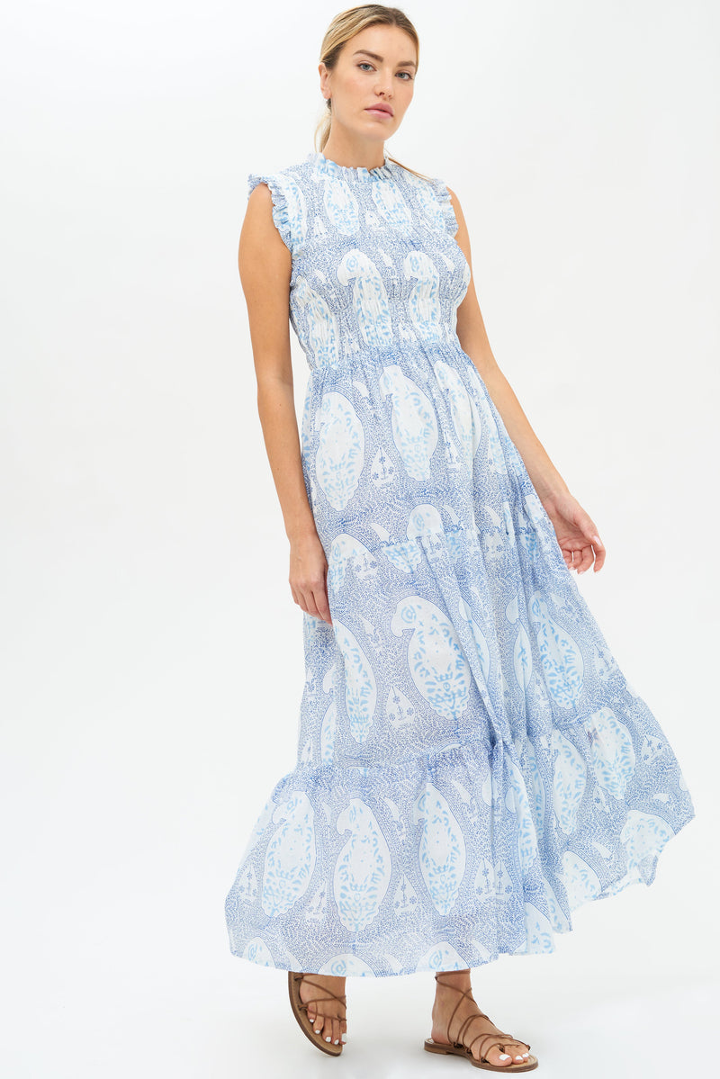 Sleeveless Smocked Maxi- Samode Cobalt