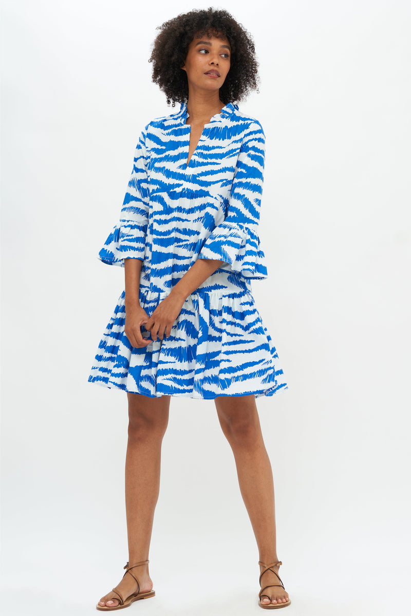 Bell Sleeve Tiered Mini- Singita Blue