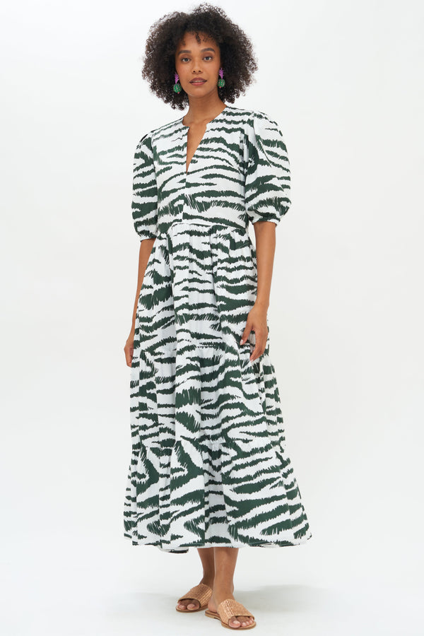 Puff Sleeve Maxi- Singita Green