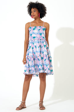 Smocked Back Mini- Cayman Blue