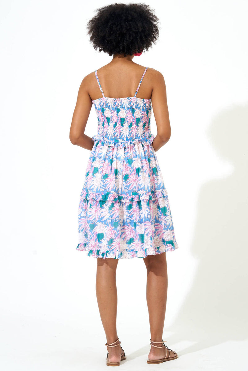 Smocked Back Mini- Cayman Blue