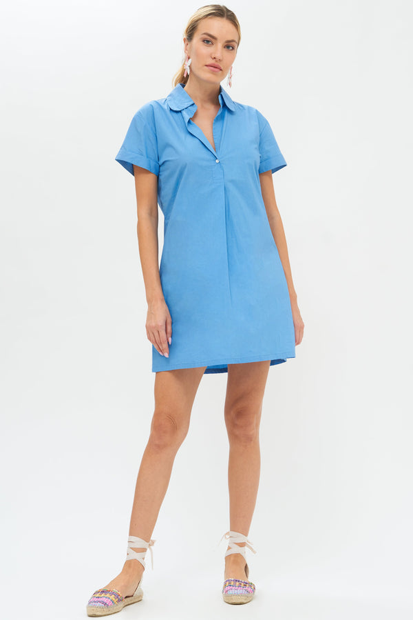 Shirt Dress Mini- Solid Blue