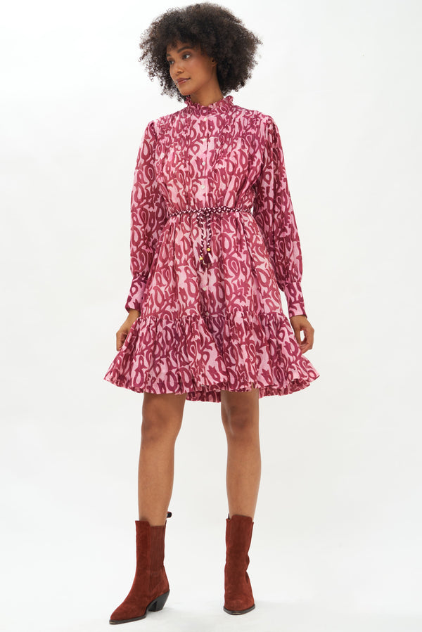 Pintuck Flirty Dress- Sonoma Raisin