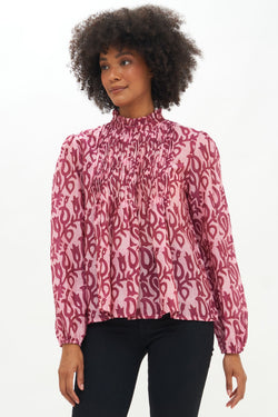 Long Sleeve Pintuck Blouse- Sonoma Raisin