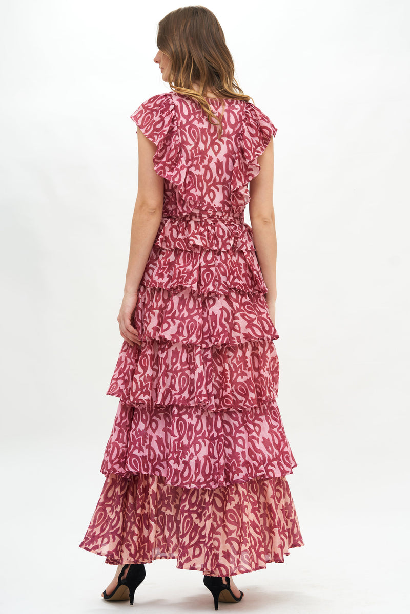 Yoke Ruffle Maxi- Sonoma Raisin
