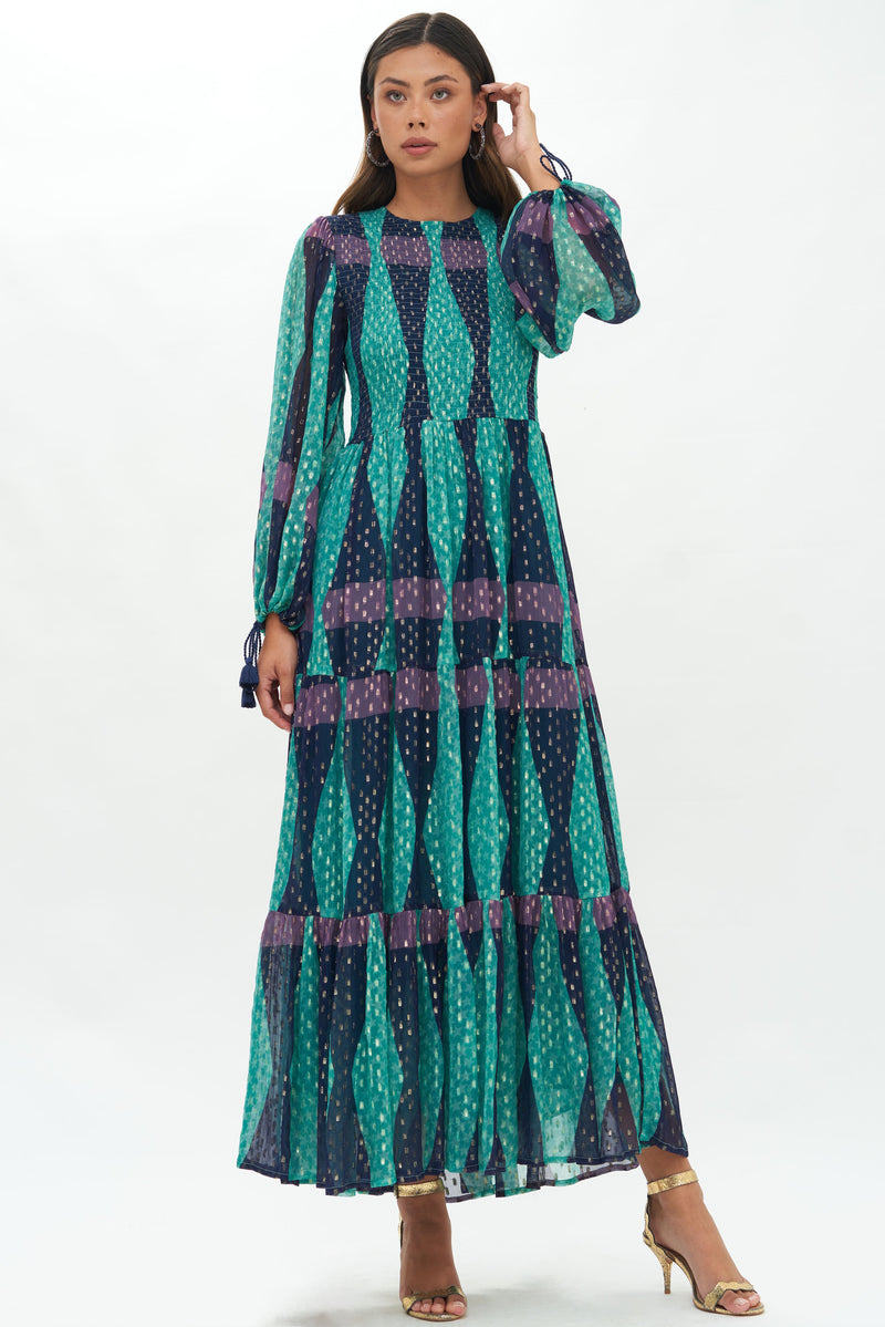 Smocked Top Maxi- Tarot Eggplant