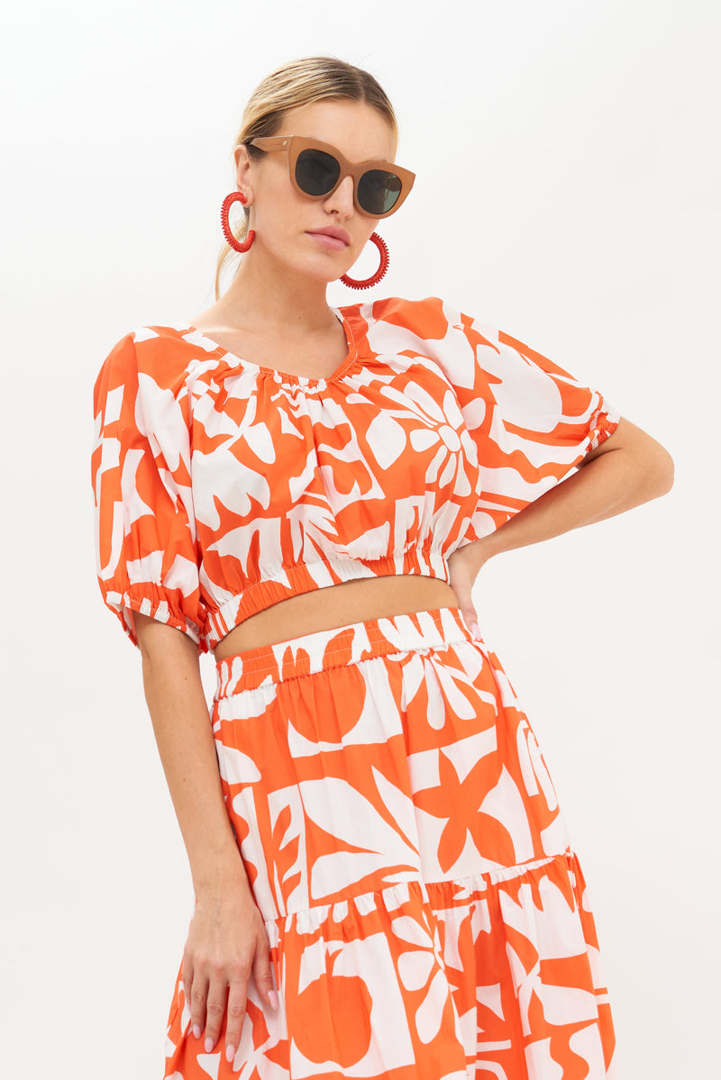 Puff Crop Top- Twiggy Orange