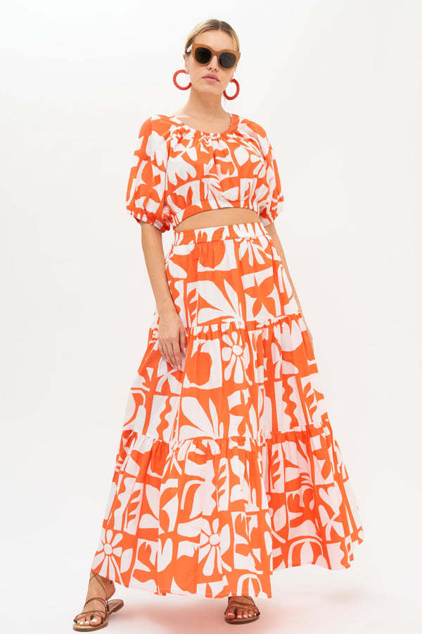 Tiered Maxi Skirt- Twiggy Orange