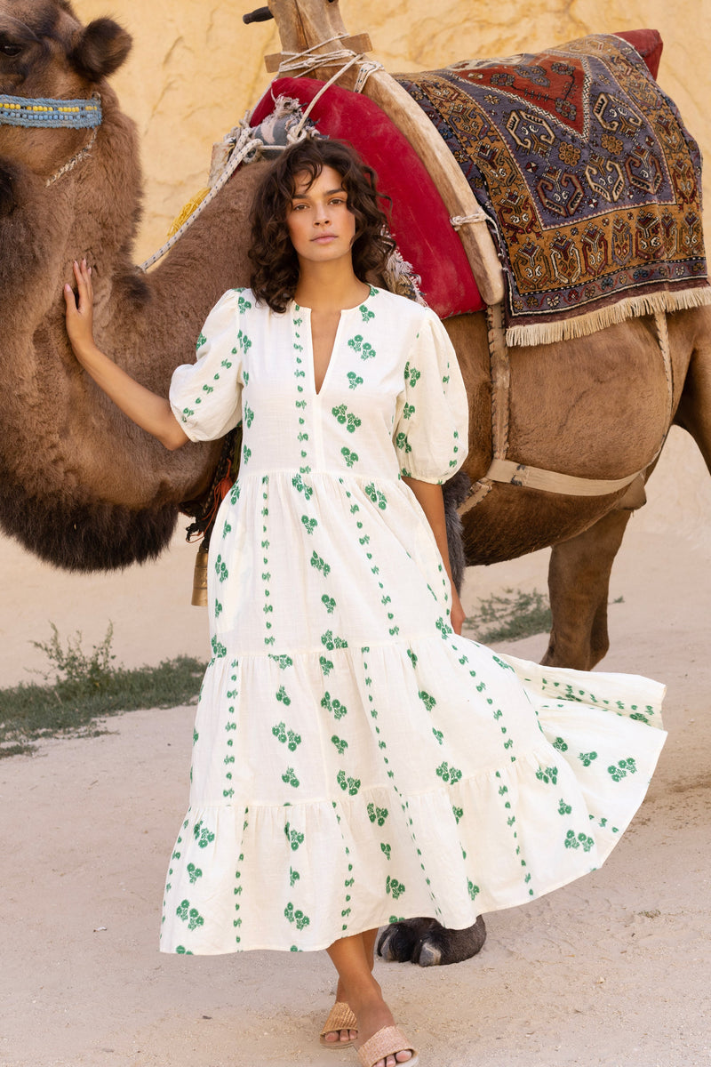 Puff Sleeve Maxi- Wicklow Green