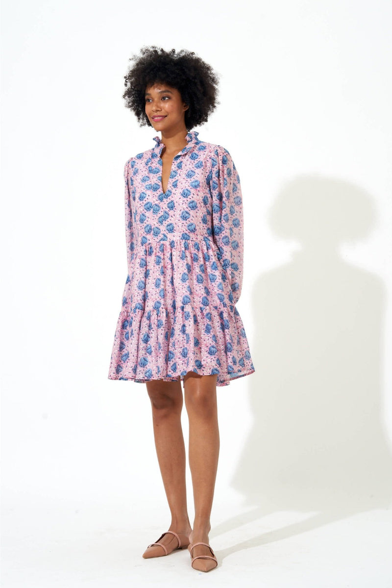 Long Sleeve Yoke Dress- Versailles Petal
